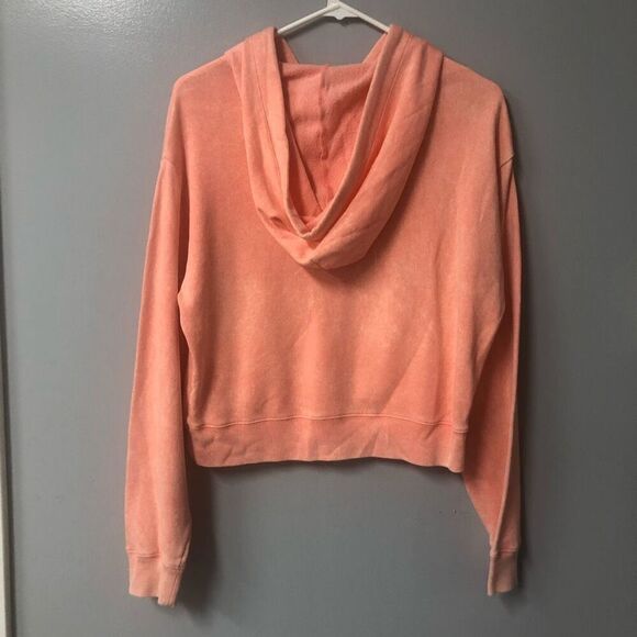 victoria’s secret pink peach/pink cropped hoodie size xs cotton/poly blend - Picture 5 of 8
